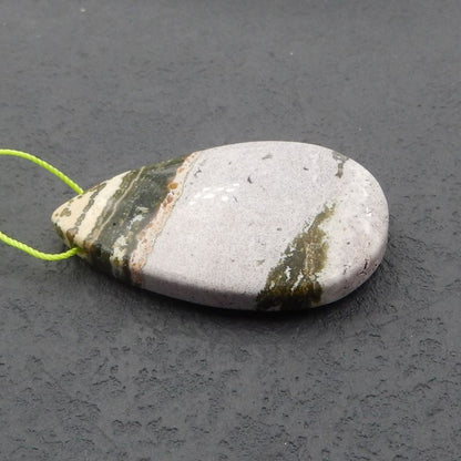 Perle pendentif goutte de jaspe océan naturel, 49 x 30 x 8 mm, 17,5 g