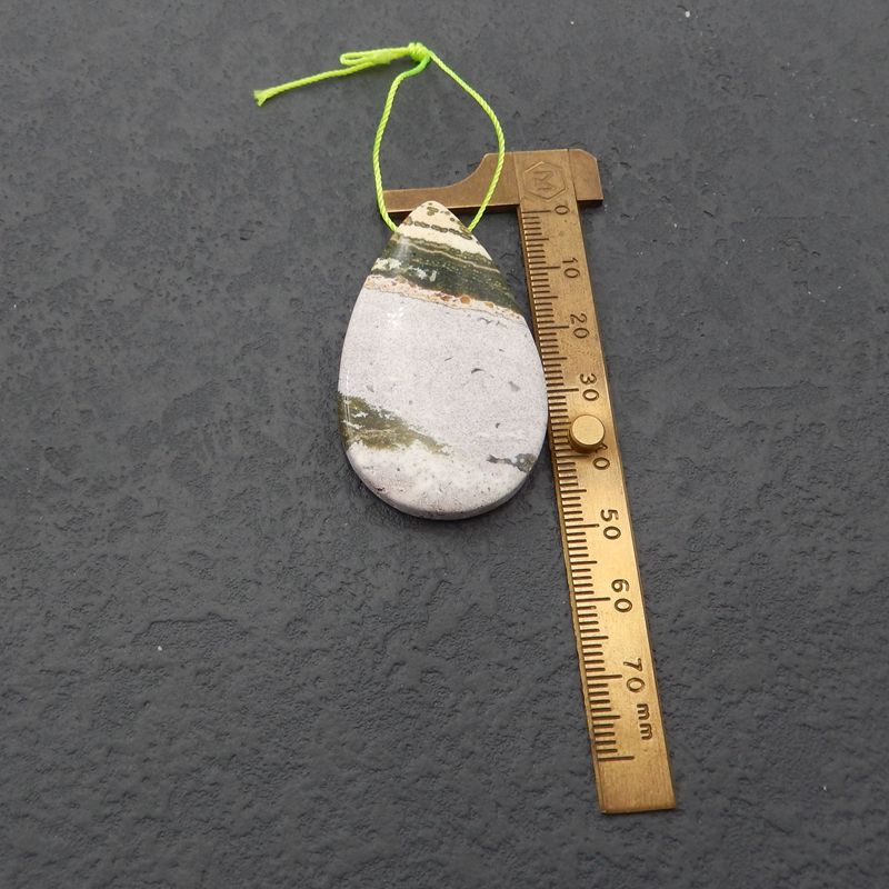 Perle pendentif goutte de jaspe océan naturel, 49 x 30 x 8 mm, 17,5 g