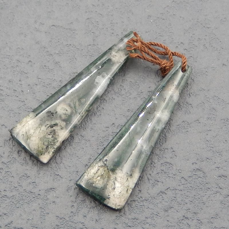 Natural Moss Agate Earring Beads 40*11*4mm, 5.1g