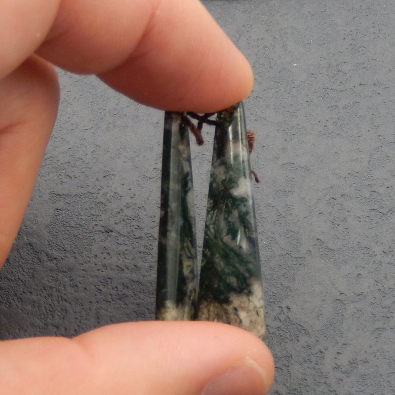 Natural Moss Agate Earring Beads 40*11*4mm, 5.1g