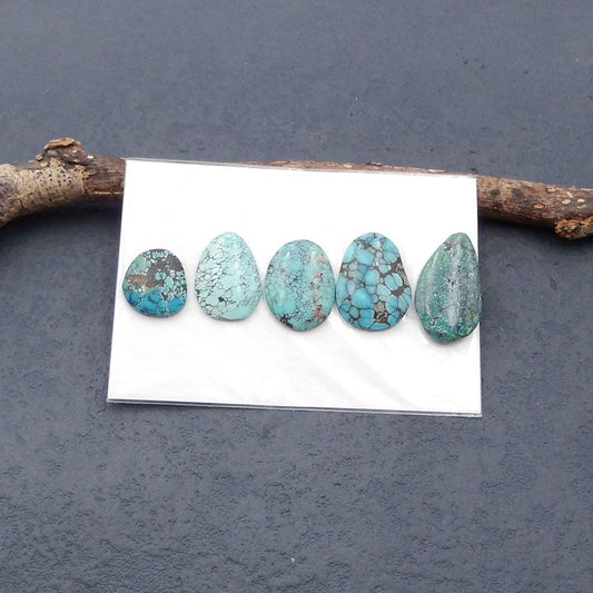 5 pcs Natural Turquoise Cabochons 20*11*3mm, 12*11*3mm, 5.3g