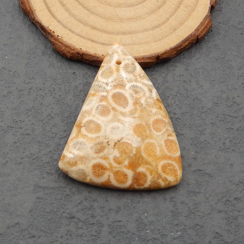 Natural Indonesian Coral Pendant Bead 45x35x8mm, 14.5g