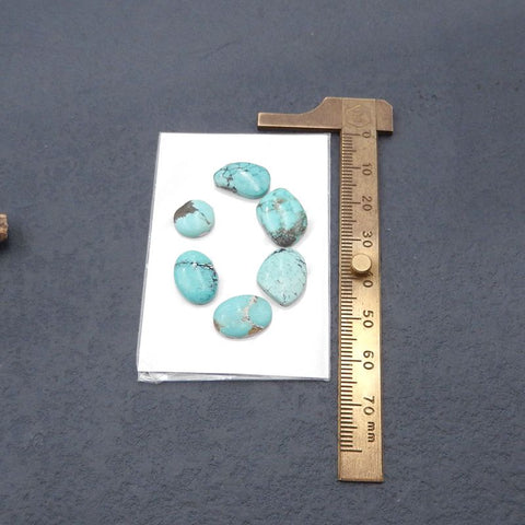 6 PCS Natural Turquoise Cabochons 10*10*3mm, 15*10*4mm 6g