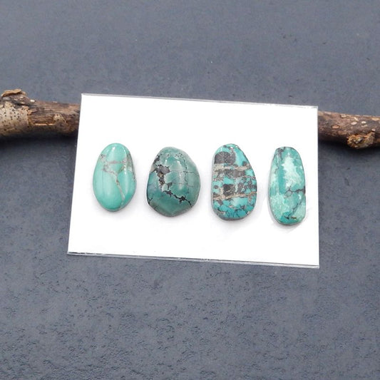 4 pcs Natural Turquoise Cabochons 21*9*4mm, 11*18*4mm, 6.1g