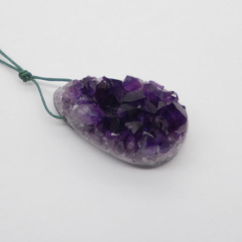 Natural Drusy Amethyst Gemstone Pendant Bead, 51x29x19mm, 47.5g