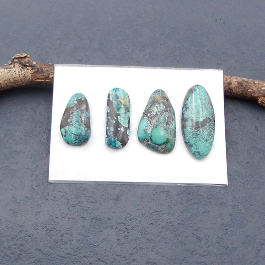 4 pcs Natural Turquoise Cabochons 23*12*5mm, 19*11*4mm, 8.7g
