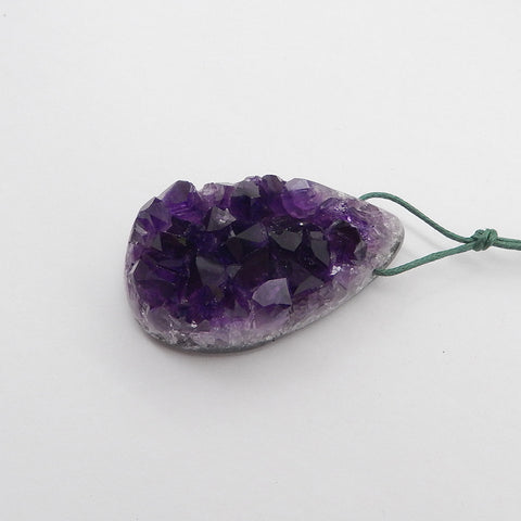 Natural Drusy Amethyst Gemstone Pendant Bead, 51x29x19mm, 47.5g