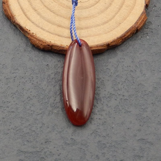 Natural Red Agate Pendant Bead 36x13x4mm, 3.8g