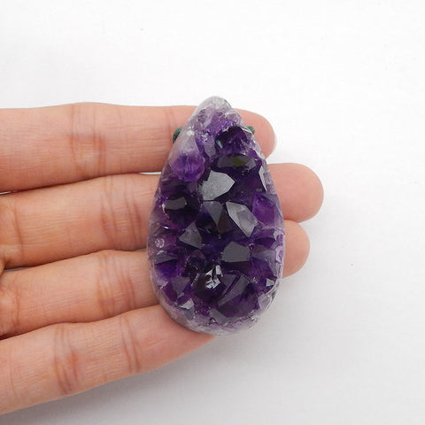 Natural Drusy Amethyst Gemstone Pendant Bead, 51x29x19mm, 47.5g