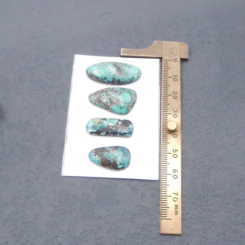 4 pcs Natural Turquoise Cabochons 23*12*5mm, 19*11*4mm, 8.7g