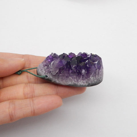 Natural Drusy Amethyst Gemstone Pendant Bead, 51x29x19mm, 47.5g