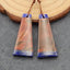 Intarsia of Lapis Lazuli and Red Creek Earring Beads 29x13x4mm, 4.6g