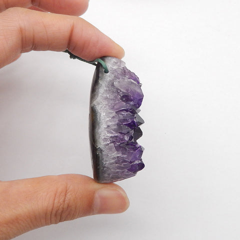Natural Drusy Amethyst Gemstone Pendant Bead, 51x29x19mm, 47.5g