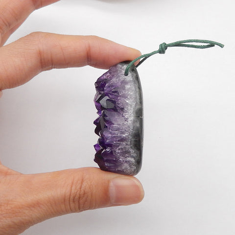 Natural Drusy Amethyst Gemstone Pendant Bead, 51x29x19mm, 47.5g