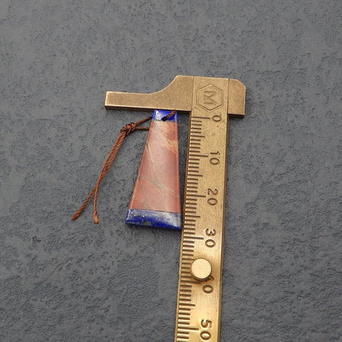 Intarsia of Lapis Lazuli and Red Creek Earring Beads 29x13x4mm, 4.6g