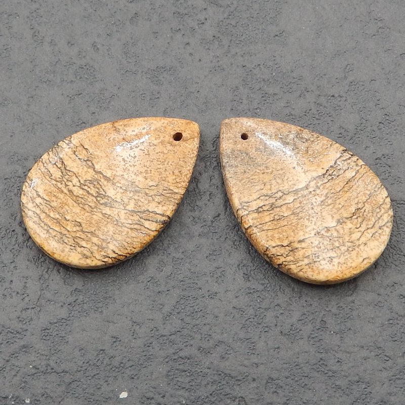 Paire de boucles d'oreilles en pierres précieuses de jaspe naturel, 30 x 20 x 5 mm, 8,81 g
