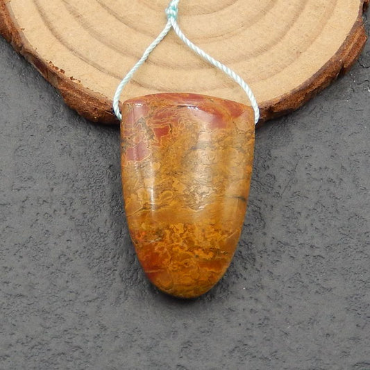 Natural Warring States Red Agate Pendant Bead 31x20x8mm, 9.3g