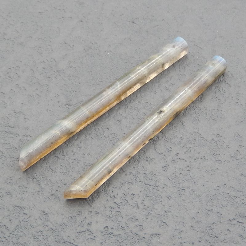 Natural Labradorite Long Earring Beads 56x4x4mm, 5g