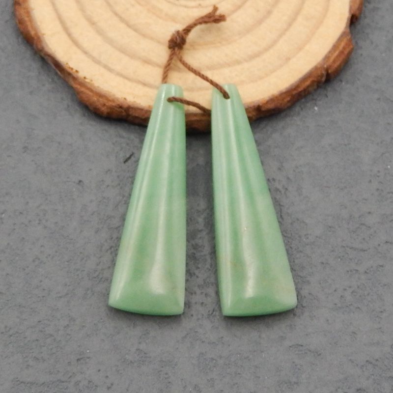 Perles de boucles d'oreilles en aventurine verte naturelle, pierre pour la fabrication de boucles d'oreilles, 43X13X5mm, 10g