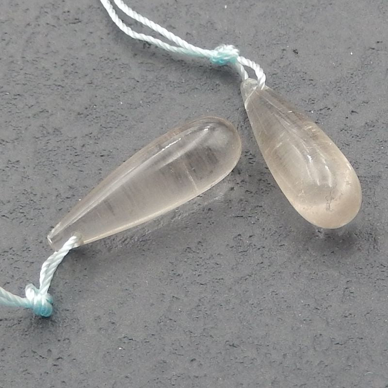 Natural White Quartz Earring Beads 25x8mm, 4.4g