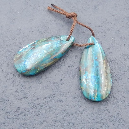 Natural Blue Chrysocolla Earring Beads 28x16x5mm, 9.2g