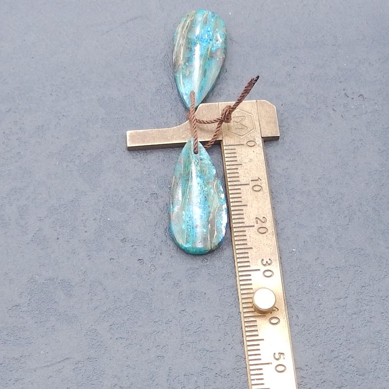 Natural Blue Chrysocolla Earring Beads 28x16x5mm, 9.2g
