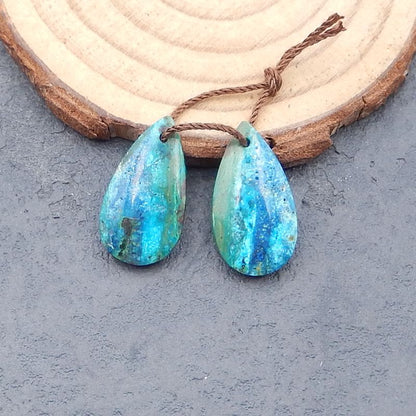 Natural Chrysocolla Earring Beads 22*14*4mm, 3.8g