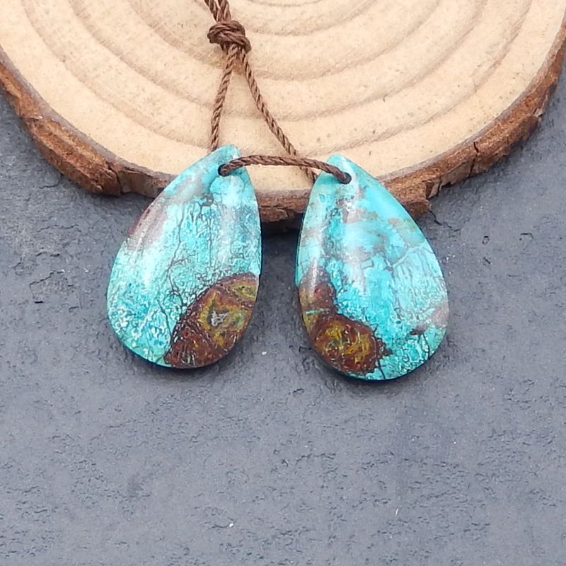 Natural Chrysocolla Earring Beads 22*14*4mm, 3.8g