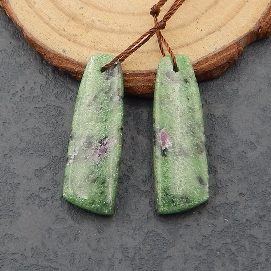 Natural Ruby And Zoisite Earring Beads 30x10x4mm, 7.4g