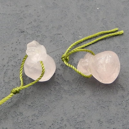 Natural Rose Quartz Earring Beads 13x10mm, 3.2g