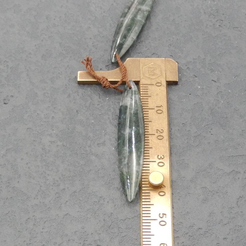 Natural Moss Agate Earring Beads 40*9*4mm, 4.9g