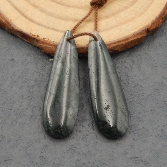 Natural Moss Agate Earring Beads 33*10*4mm, 4.4g