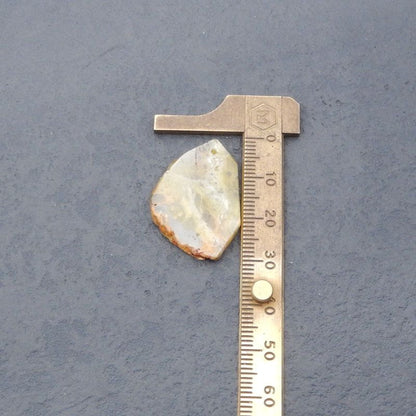 天然黄蛋白石自由形状宝石耳环对，32x20x3mm，6.4g