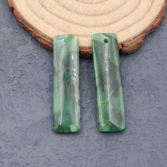 Natural Buddstone (African Jade) Earring Beads 36*10*3mm, 5.4g