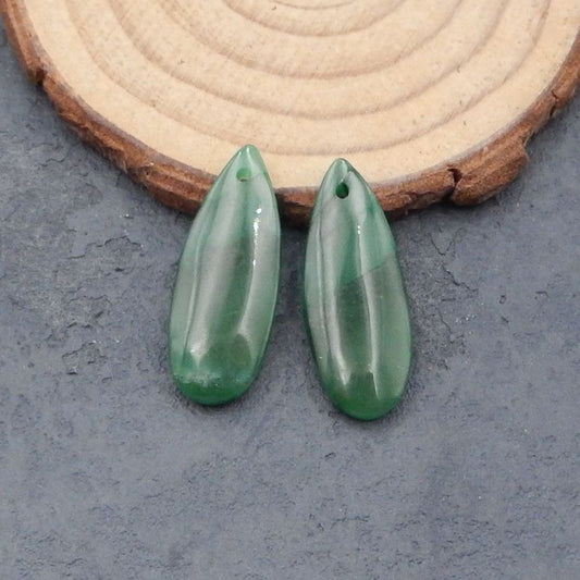 Natural Buddstone (African Jade) Earring Beads 26*10*3mm, 3.3g