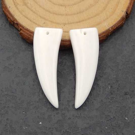 Natural White Agate Earring Beads 36x13x4mm, 6.5g