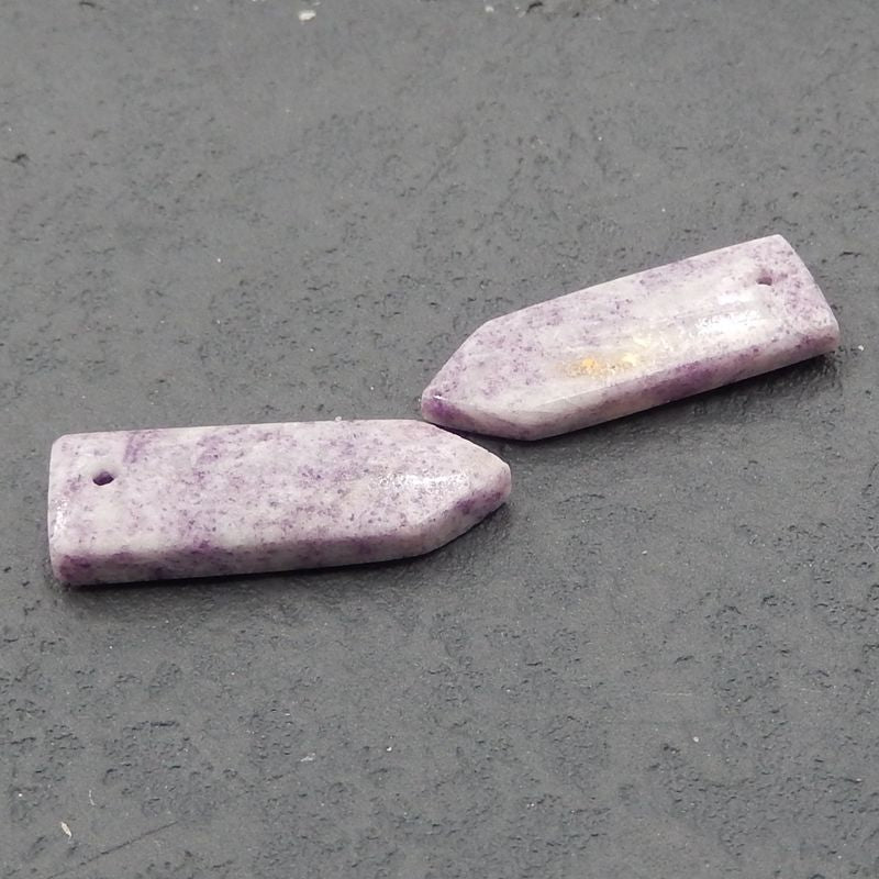 Paire de boucles d'oreilles en agate de dentelle violette, 26 x 9 x 4 mm, 4,04 g