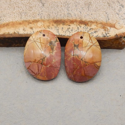 Natural Red Creek Jasper Earring Beads 22x19x6mm, 8.4g