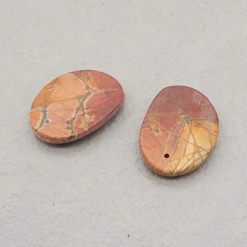 Natural Red Creek Jasper Earring Beads 22x19x6mm, 8.4g