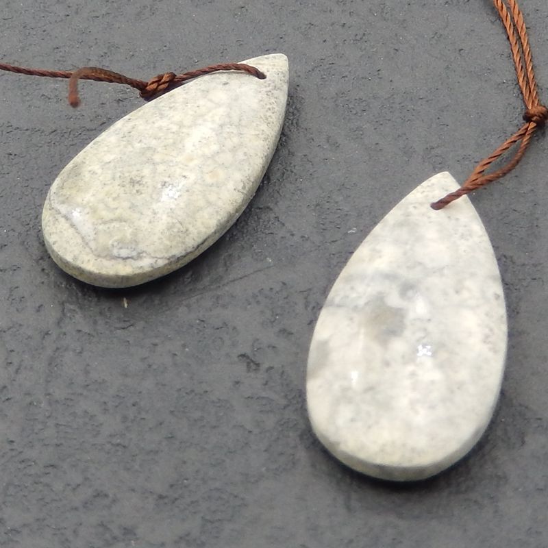 Natural Rhyolite Bird's Eye Jasper Earring Beads 30x15x5m, 6.1g