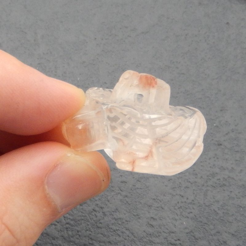 Natural Rose Quartz Carved frozen insects 31x28x22mm, 16.1g