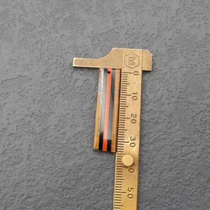 Intarsia of Obsidian, Red River and Tiger's Eye Earring Beads 36x9x3mm, 5.7g