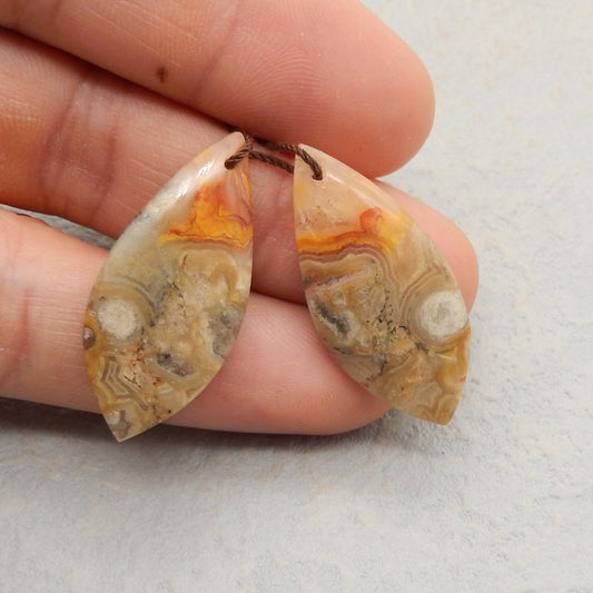 Natural Crazy Lace Agate Earring Beads 34*16*4mm, 6.8g