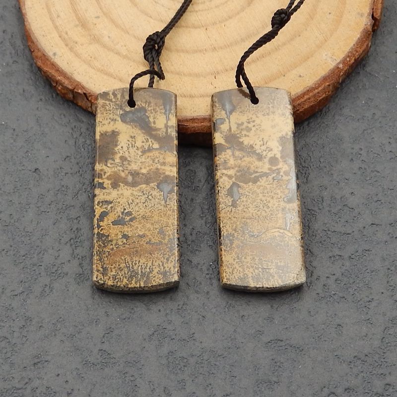 天然 Chohua 碧玉耳环一对，用于制作耳环的石头，35x13x3 毫米，7.7 克