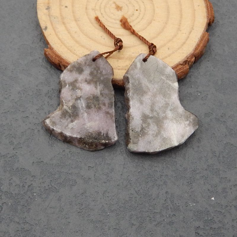 Natural Purple Lilac Jasper Earring Beads 34x25x3mm, 10.5g