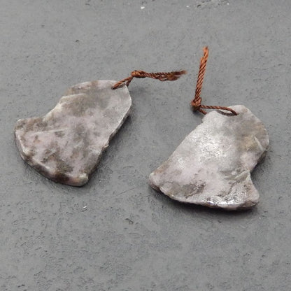 Natural Purple Lilac Jasper Earring Beads 34x25x3mm, 10.5g