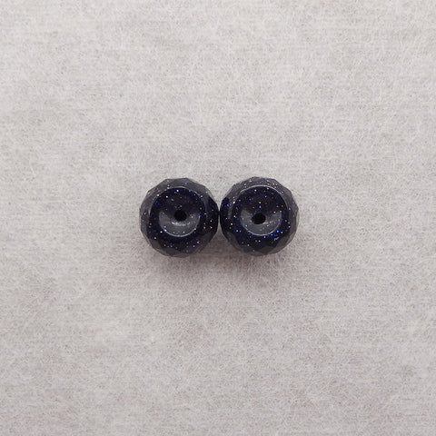 Blue Sand Sun Sitara Gemstone Earring Beads, Top Half Drilled,Jewelry DIY Making, 8x10mm, 2.3g