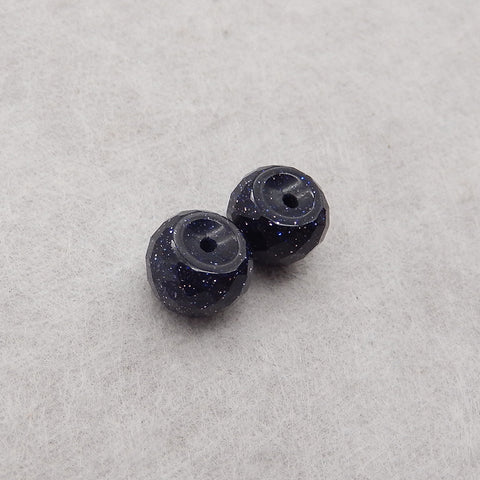 Blue Sand Sun Sitara Gemstone Earring Beads, Top Half Drilled,Jewelry DIY Making, 8x10mm, 2.3g