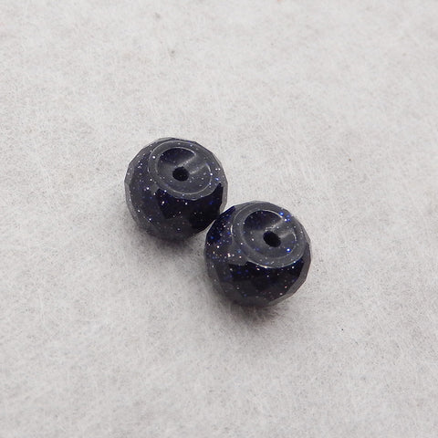 Blue Sand Sun Sitara Gemstone Earring Beads, Top Half Drilled,Jewelry DIY Making, 8x10mm, 2.3g
