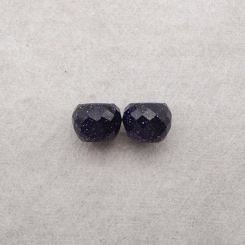 Blue Sand Sun Sitara Gemstone Earring Beads, Top Half Drilled,Jewelry DIY Making, 8x10mm, 2.3g